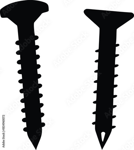 Two black silhouette icons representing different types of screws are shown clearly high-quality