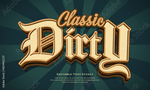 [Editable Text Effect Logo] ”classic Dirty Logo” The title logo style is a three-dimensional, thick logo style with a retro typeface on a radial background.