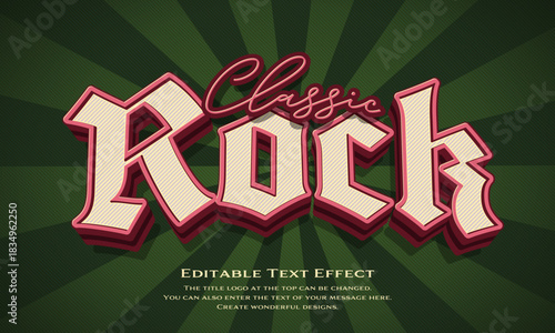 [Editable Text Effect Logo] ”classic Rock Logo” The title logo style is a three-dimensional, thick logo style with a retro typeface on a radial background.