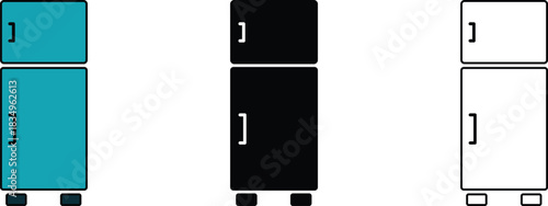 Simple electronic refrigerator line icon set vector Illustration.