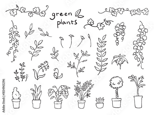 植物のカットイラストセット・線画のみ