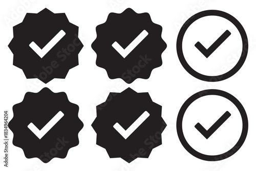 Black and green check mark icons inside circles