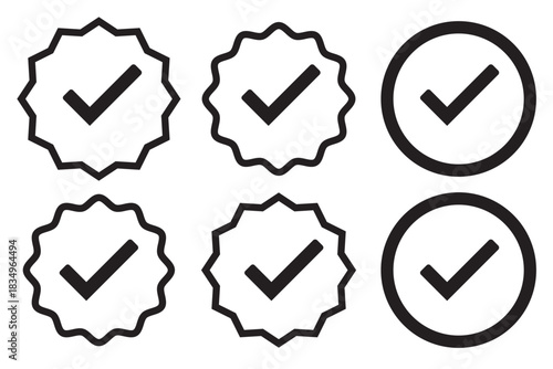 Black and green check mark icons inside circles