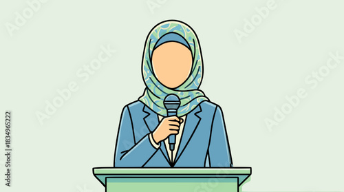 Muslim Woman Speaker Giving Speech, Diversity in Public Speaking