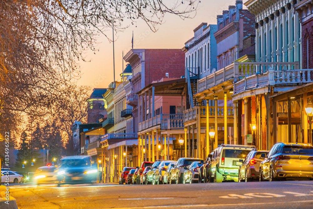 Obraz premium Historic old town of Sacramento, cityscape of California