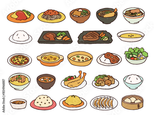 料理・食べ物のイラスト・セット