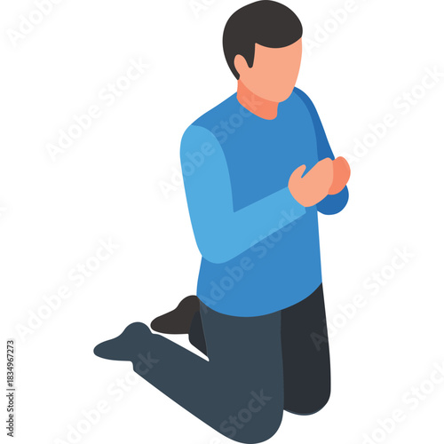 Man Kneeling With Hands Clasped In Prayer A Symbol Of Faith And Supplication Against A Black Background