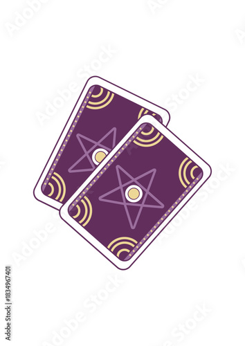 Tarot cards with mystical symbols on a purple background  
