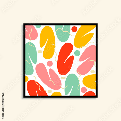 Abstract organic large single wall art. Mid century modern large wall print for home.