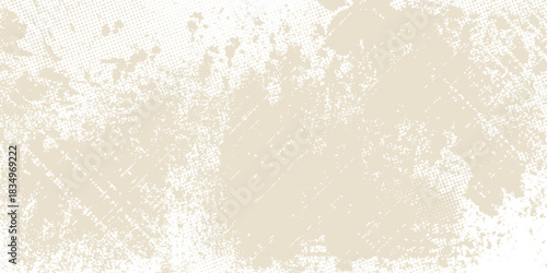 Newspaper with old unreadable text. Vintage grunge blurred paper news texture horizontal background. Textured page. Sepia collage. Front top view.