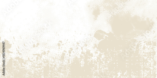 Newspaper with old unreadable text. Vintage grunge blurred paper news texture horizontal background. Textured page. Sepia collage. Front top view.