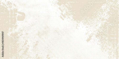 Newspaper with old unreadable text. Vintage grunge blurred paper news texture horizontal background. Textured page. Sepia collage. Front top view.