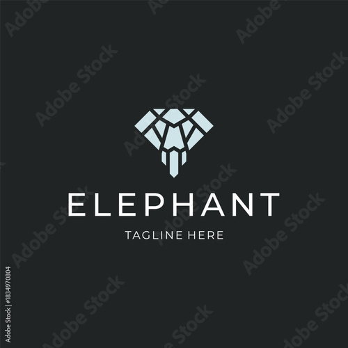 Elephant logo design. geometric animal flat icon illustration vector