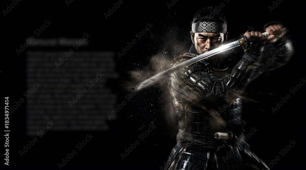 Naklejka premium 刀を振るう侍