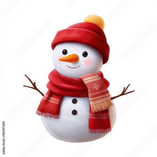 Festive snowman decoration winter wonderland digital art cheerful atmosphere close-up view holiday spirit