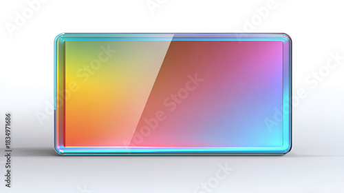 Free Download Realistic shiny glossy glass plate panel with light glare reflective surface effect, gradient rectangle window on white background - GFXLoad