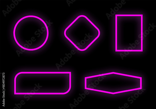 Social media template gradient neon frame rectangle smoke haze mist glow futuristic border pink blue red orange purple design element transparent light vector banner led background
