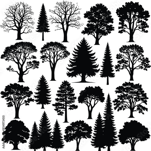 Black Tree Silhouettes Vector Collection Icon Set