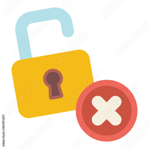 unprotected security lock flat icon