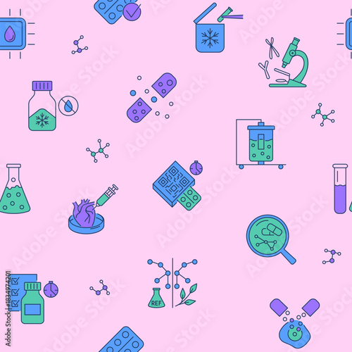 Bio technologies in pharmacology seamless pattern
