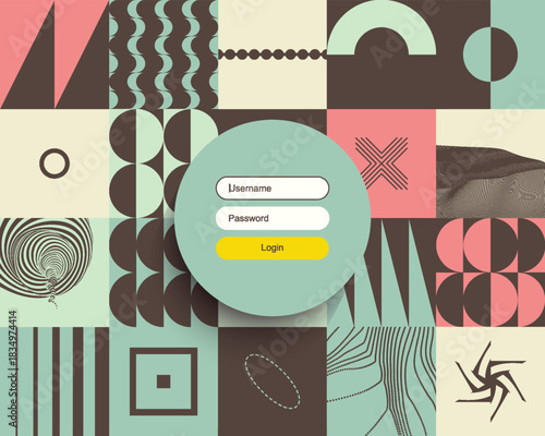 Login user interface. Geometrical pattern. Mosaic. Vector illustration.