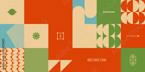 Fototapeta Naklejka Na Ścianę i Meble -  Abstract geometrical pattern. Mosaic. Vector illustration for poster, cover, brochure, card, presentation, flyer or banner.