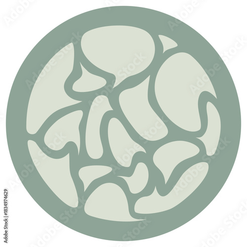 OCD icon on a round green background. Vector symbol of Obsessive-Compulsive Disorder, illustrating the relentless clutter of intrusive and repetitive thoughts (obsessions) in the mind