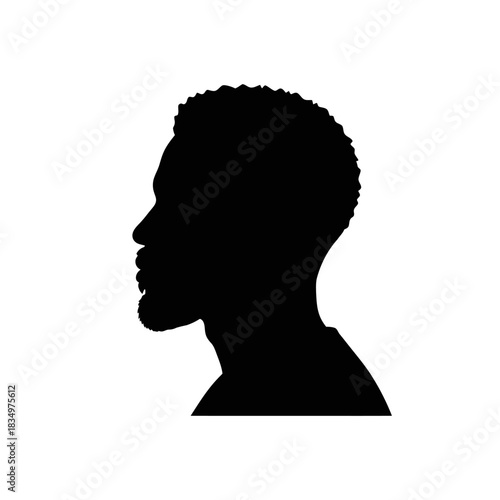 Minimalist Silhouette Profile of African American Man Portrait Illustration