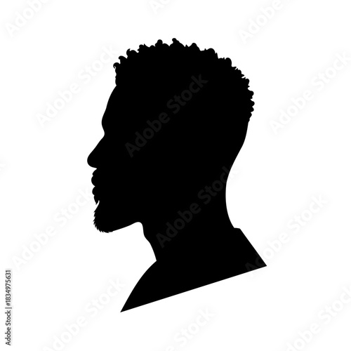 Modern Black Silhouette Portrait of a Man with Beard and Hairstyle