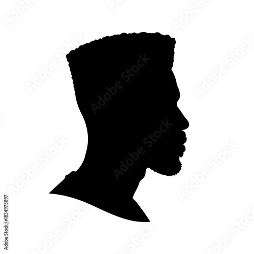 Silhouette Detailed Illustration of a Person Face with Beard and Hair
