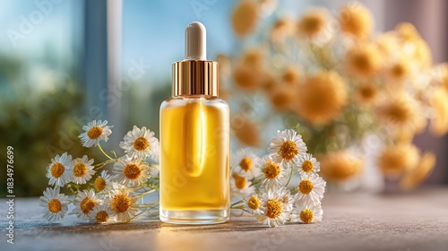 Chamomile essential oil dropper bottle