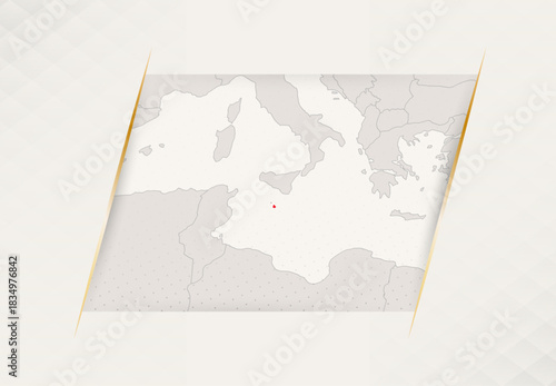 Malta Country Map Featuring National Flag Colors.