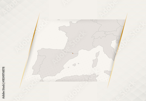 Andorra Country Map Featuring National Flag Colors.