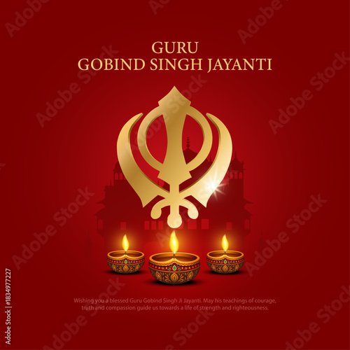guru gobind singh jayanti religious vector backgroun design.