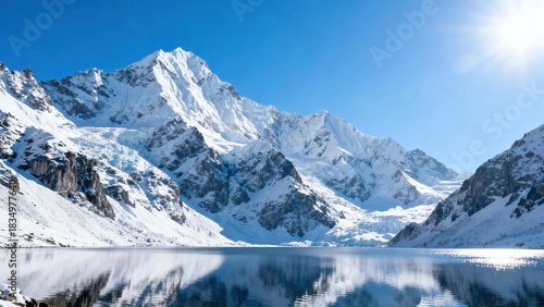 Snow Mountain & Water Reflection Natural Landscape Photography