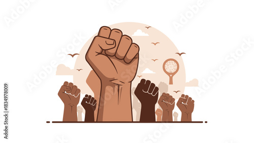 United hands in solidarity, a symbol of strength and unity, perfect for social justice campaigns, community outreach, and human rights advocacy movements