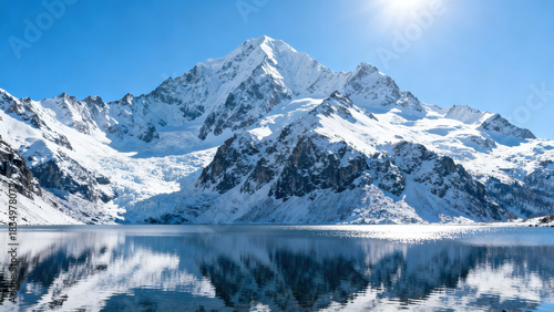 Snow Mountain & Water Reflection Natural Landscape Photography