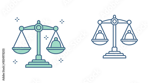 Justice prevails with modern scales icon, perfect for legal services, law firms, and ethical businesses seeking a fresh, trustworthy brand identity now