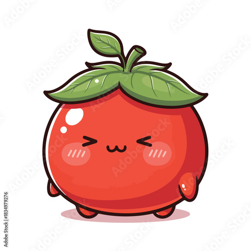 Cute happy red tomato character illustration on white background