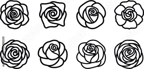 Elegant rose outlines offer delicate beauty for floral designs and decoration