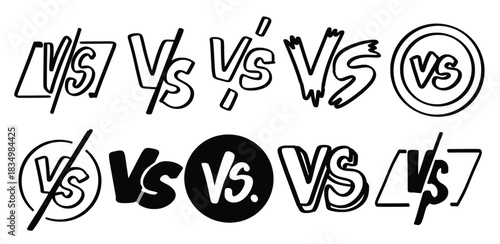 Set of hand drawn versus theme Isolated Vector