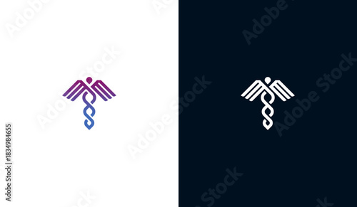 Modern medical snake logo, medical snake icon. Medical snake caduceus symbol. Vector illustration template design