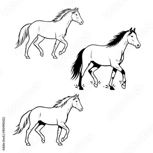horse running silhouette pack