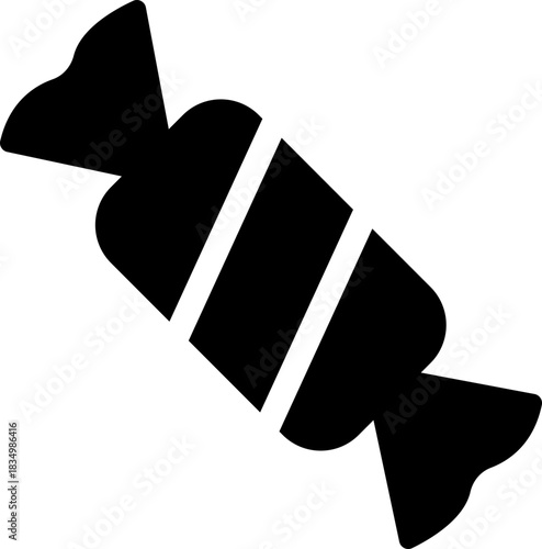 Candy sweets icon in black flat line style featuring confection, dessert, treat, bonbon, sugar, snack and related synonym elements for holiday graphics, packaging, party design and decoration