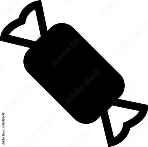 Candy sweets icon in black flat line style featuring confection, dessert, treat, bonbon, sugar, snack and related synonym elements for holiday graphics, packaging, party design and decoration