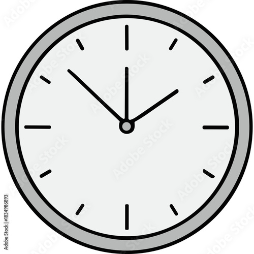 Minimalist Analog Clock Face With Gray Bezel And Black Hour Minute Hands Showing Approximately Ten Past Ten On White Background With Black Hour Markers And Gray Center Pin Against A Black Backdrop