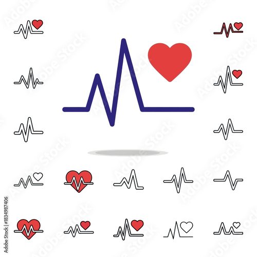 Heartbeat Icon with Heart Symbol, Medical and Healthcare Concept.