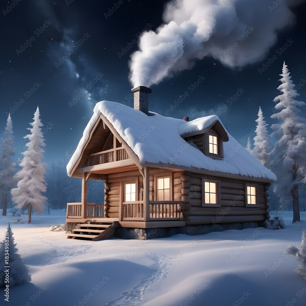 Fototapeta premium house in the snow, christmas season and vibes
