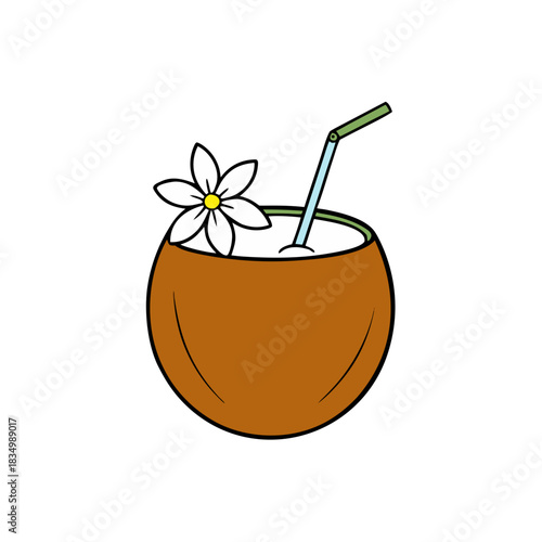 vector illustration of a glass of coconut