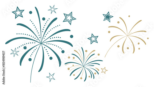 Festive fireworks and stars illustration